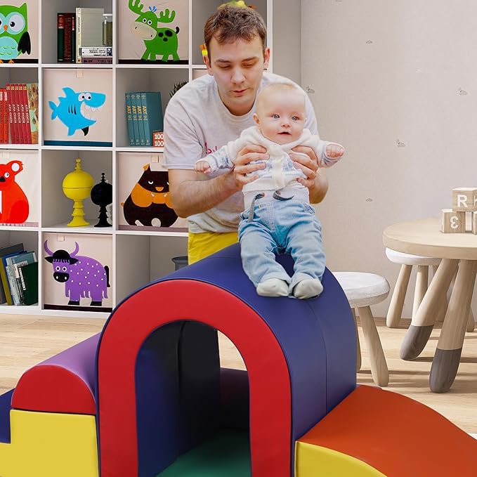 10 Piece Foam Climbing Blocks, Soft Climbing Toys for Toddlers, Lightweight Baby Climbing Gym, Indoor Baby Activity Play Set for Crawling Climbing and Sliding