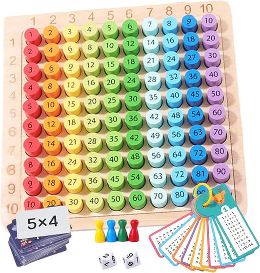 Wooden Montessori Multiplication Board Game – Math Educational Toy with Multiplication Table Chart – Montessori Math Manipulatives for Kids, Toddlers, Early Learning & Homeschool Classroom