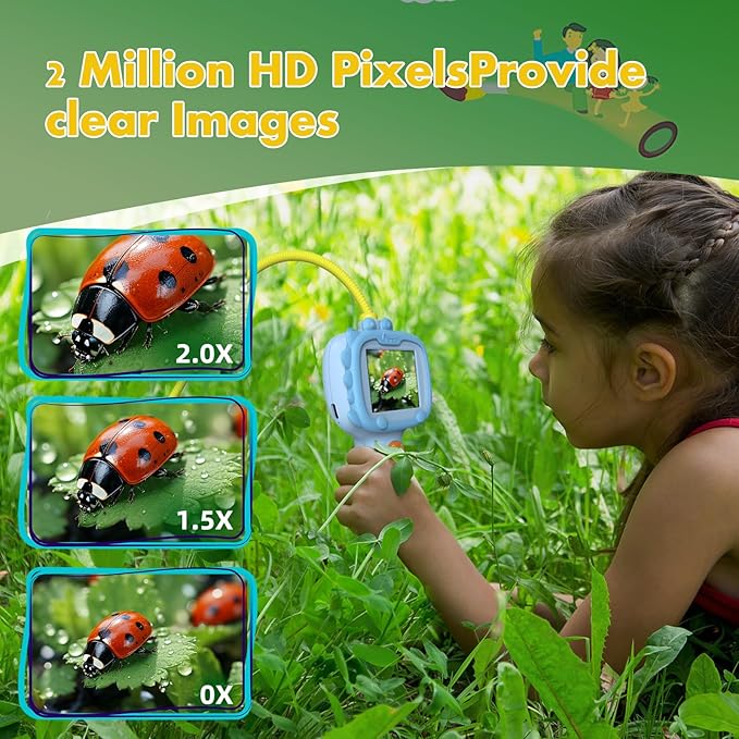 Borescope Camera with Light for Kids | STEM Science Educational Toy for 4 5 6 7 8 9 10 12 Years Old Boys & Girls | Birthday Gift for Outdoor Adventures & Nature Discovery(Blue)