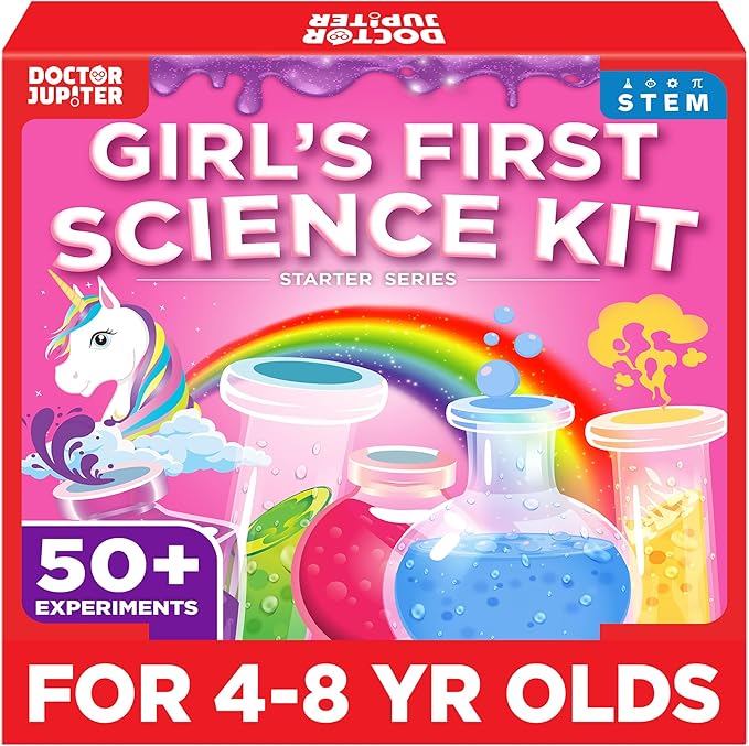 Doctor Jupiter Girls’ First Science Kit for Kids Ages 4-5-6-7-8 | Christmas, Birthday Gift Ideas for 4+ Year Old Girls | STEM Toy Kit with 50+ Experiments | Learning & Educational Projects