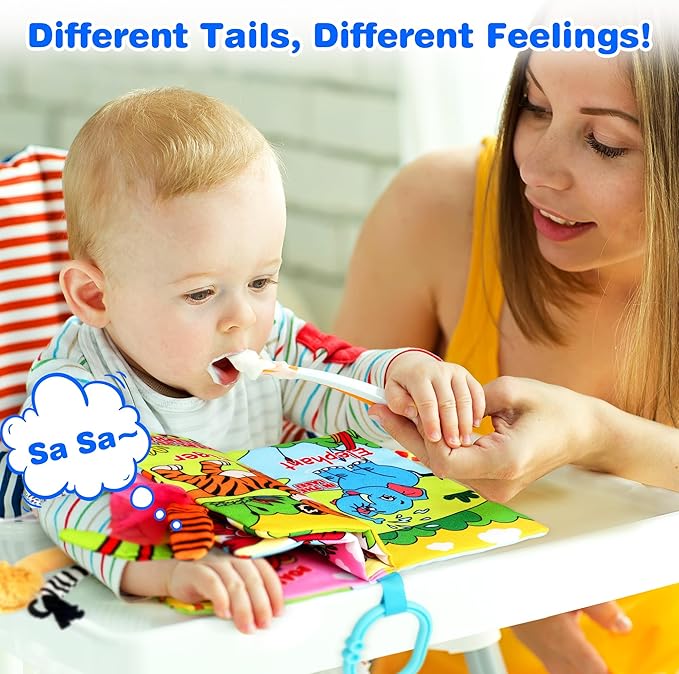 Vanmor Soft Baby Books for 0-18 Month Olds – 2PCS Crinkle Cloth Books with Forest & Ocean Themes, Tummy Time Toys for Infants, Sensory Toys for Babies, Stocking Suffer for Baby