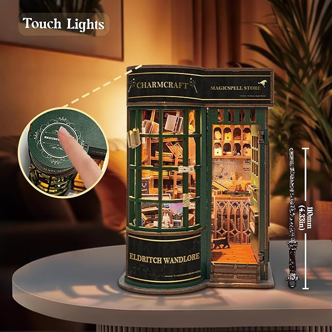 DIY Dollhouse Kit, Victorian Style Miniature Store with LED Lights,Wooden Charmcraft Magical Wand Shop，Personalized Customized Gift
