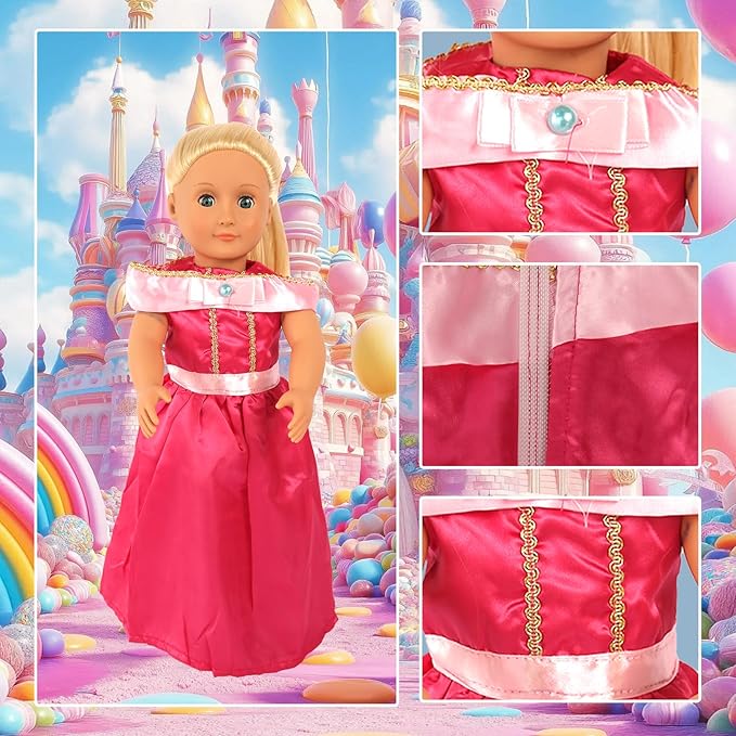 18 inch Doll Clothes Accessories -6Pcs Different Princess Costume Gift Fits All 18-inch Dolls Across Brands