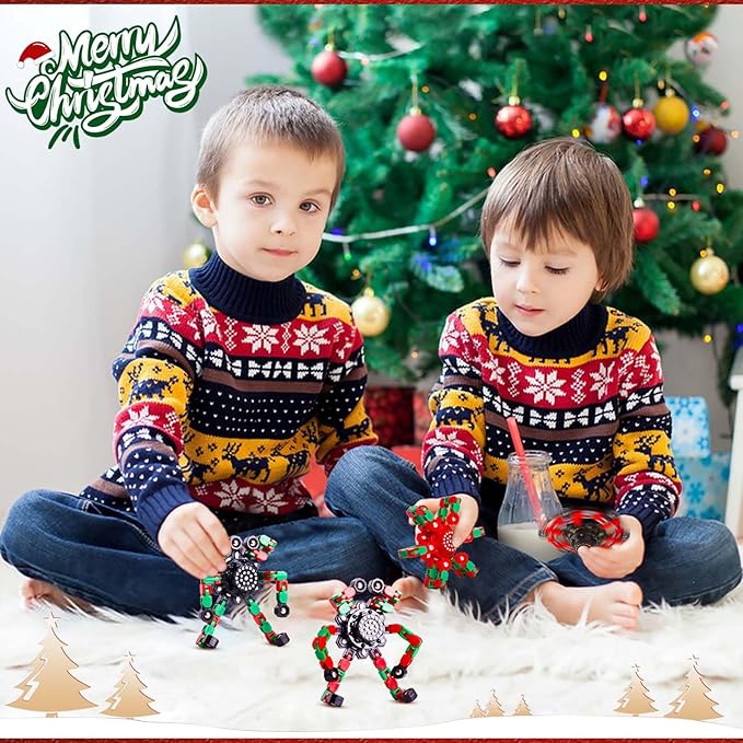 Christmas Fidget Toys Transformable Fidget Spinners for Kids and Adults, Stress Relief Sensory Toys for Boys and Girls Fingertip Gyros for ADHD Autism for Kids Birthday Gifts