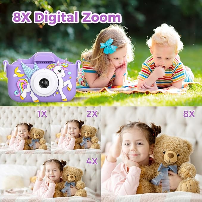 KANAD Kids Camera for 3-12 Year Old Girls, 1080P HD Digital Camera with 32GB SD Card, Shockproof & Easy-to-Use Toys for Camera, Christmas Stuffers Gifts for Kids, Encourage Creativity & Outdoor Play