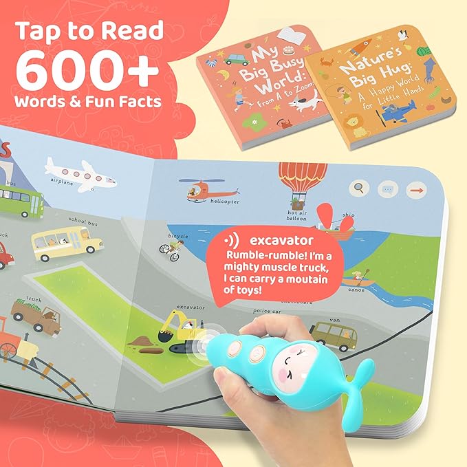QuTZ Talking Pen Book Set, Learn to Read Sound Books, 8 Tap to Read Audio Books, 600+ Words & Fun Facts, 6 Phonics Story Telling Books, 700+ Interactive Games, Eletronic Educational Toy for Kids 3+