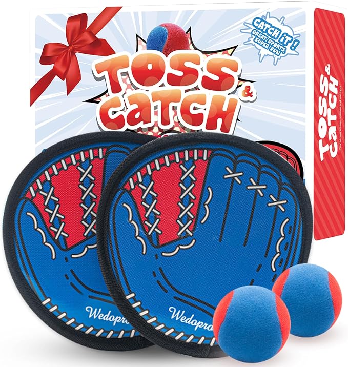 Toss and Catch Ball Game, Kids Toddler Baseball Glove & Catch Ball Toys, Kids Outdoor Games for Family, Toys for Beach Yard Outside, Birthday for Ages 3 4 5 6 7 8-12 Year Old Boys Girls