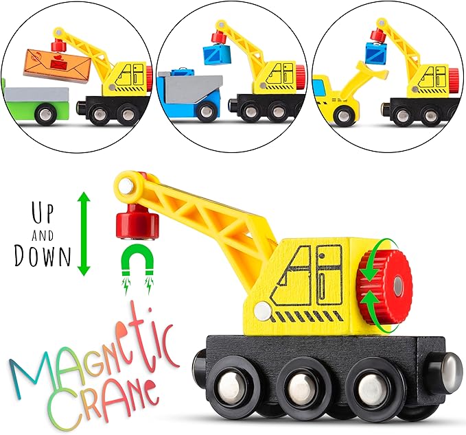 10 PCS Wooden Train Set Accessories, Toddler car Toys, fits Thomas, Brio, IKEA, Melissa and Doug, Stocking Stuffers for Kids, Train Toys Gifts for Toddlers and Kids Ages 4-8 and up