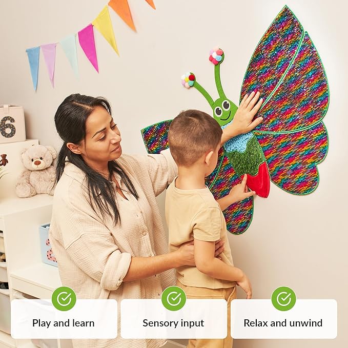 ODOXIA Sensory Wall Panel | Sequin Busy Board for Sensory Room and Daycare | Montessori Toys and Activity | Autism Mats and Squares for Toddlers and Kids