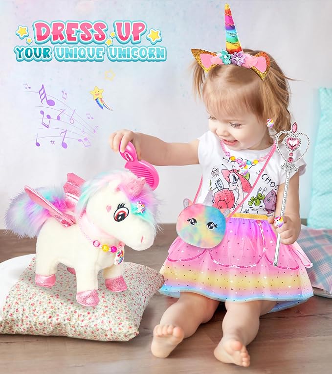 Unicorn Toys for Girls Age 4-6 Unicorns Gifts, Walking Talking Singing Interactive Toy, Remote Control Plush Unicorn's Pet Care Toy, Unicornss Dress up for Toddler Girls Kids 3 4 5 6 Years