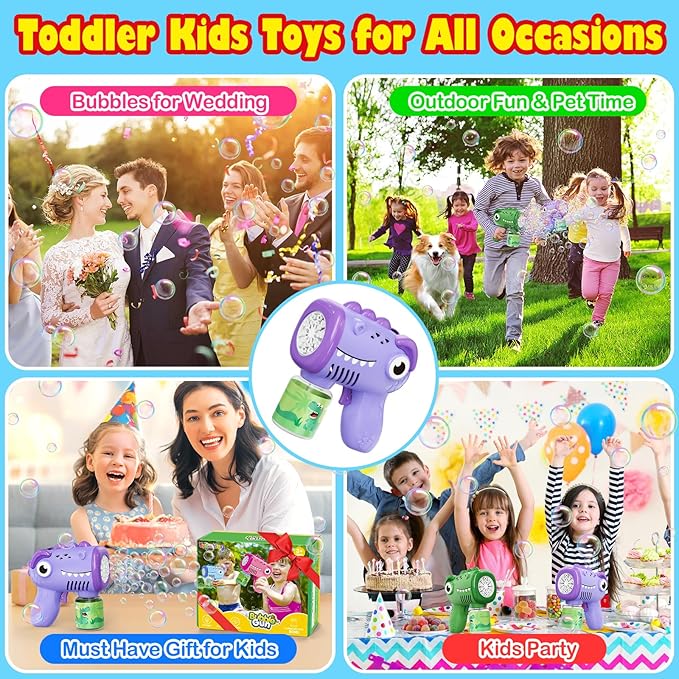 Toys for Ages 3-8 Boys Girls: Yunaking 2 Pack Bubble Machine Gun for Kids Rechargeable with Bubble Solutions, Kids Toys Gifts for 3 4 5 6 7 8 Years Old Boy Girl Birthday Toy for Kid Toddlers Ages 4-6