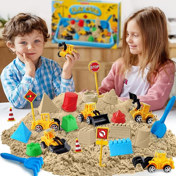 ESSENSON Sensory Bin, Dinosaurs Kit with Sensory Sand, Play Sand Pretend Play Beach Toy, Sandbox for Girls and Boys