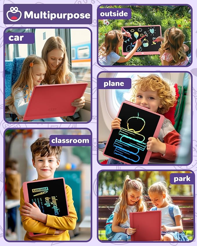 ORSEN LCD Writing Tablet for Kids, 16 inch Doodle Board Learning Toys for 3 4 5 6 7 8 Year Old Girls Boys, Birthday Gift Colorful Drawing Pad for Kids, Pink