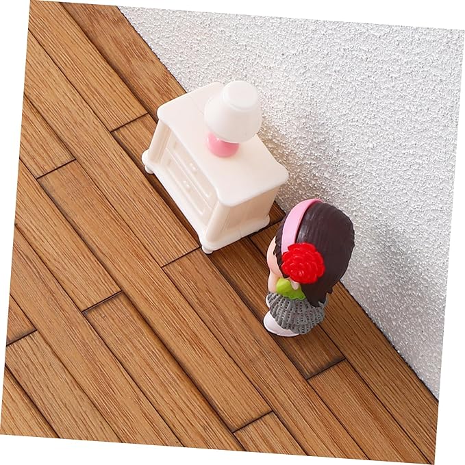 BESPORTBLE 40 Pcs Miniature Dollhouse Flooring Adhesive Plastic Tiles for Dollhouse Decoration DIY Easy Assembly Mini Floor Boards