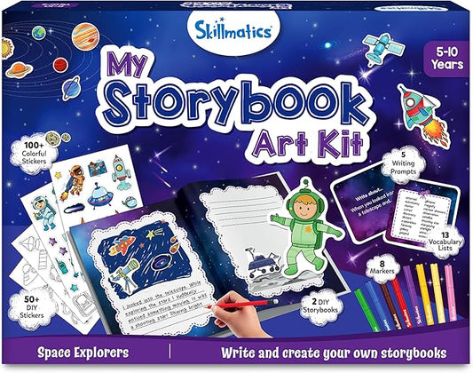 Skillmatics Storybook Art Kit - Create Space-Themed Stories, DIY Craft & Writing Kit with 300+ Stickers, Scrapbooking Activity, Gifts for Kids Ages 5, 6, 7, 8, 9, 10