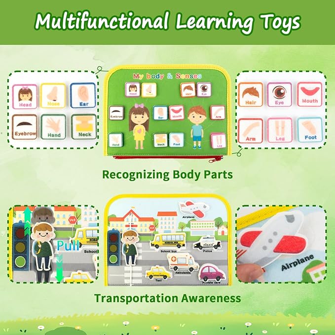 Toddler Busy Board, Farm Busy Book Montessori Toys for 1 2 3 4 Year Old, Sensory Board Preschool Learning Toy Activity Books Birthday Christmas Gifts for Girls Boys, Travel Toys for Airplane Car