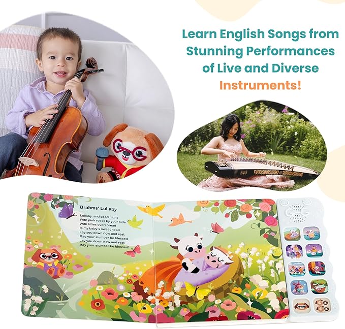 GO GO Children's Songs from East and West 8 Baby Songs, Musical Book for Toddlers 1-3, Nursery Rhyme Books, Talking Features, Singing Toys and Music for Early Learning and Entertainment
