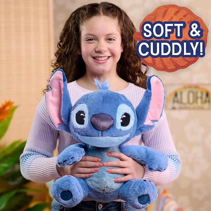 Disney Stitch Live-Action 13-inch Large Plush Stuffed Animal, Soft Toy for Kids, Blue, Alien, Toy for Fans, Girls, Boys, Kids, Ages 2 and Up by Just Play