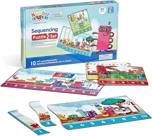 hand2mind Numberblocks Sequencing Puzzle Set, ﻿Sequence Cards, Matching Game, Math Toys, Toddler Educational Toys, Preschool Learning Activities, Kids Birthday Gifts, Easter Basket Stuffers for Kids