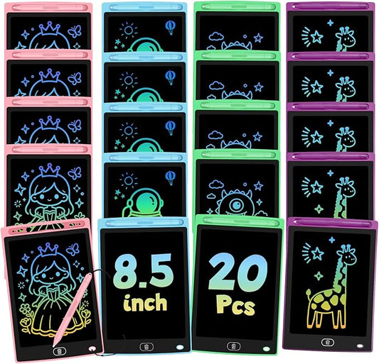 20 Pack LCD Writing Tablet for Kids, Erasable and Reusable Toddler Doodle Board in 8.5 inch, Ideal Educational Drawing Pad for Learning Toy for Ages 3-8 Gifts for Girls Boys