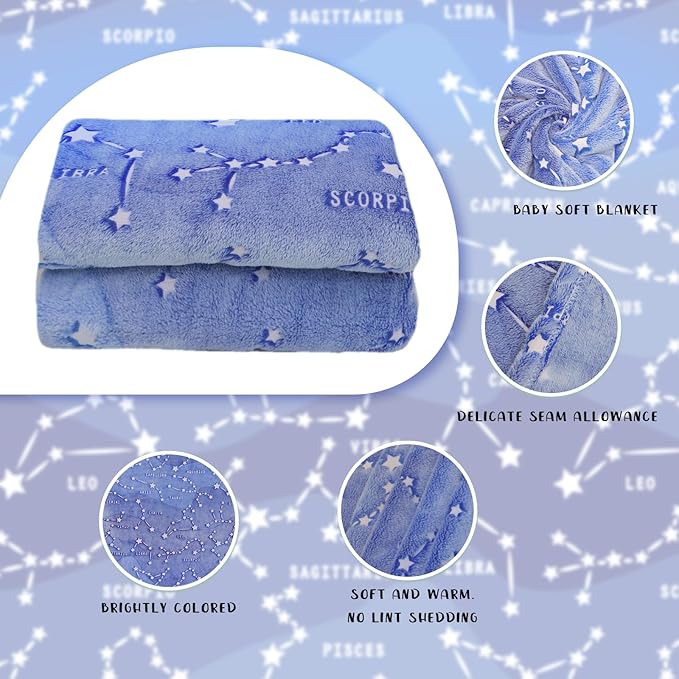 Birthday Gifts for Kids Boys Girls Women Glow in The Dark Blanket Soft Constellation Blanket Astronomy Constellations,Space, Solar System,Star Lovers Gifts for Men, Women, Teen, Boys Girls