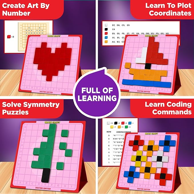 Doctor Jupiter My First STEM Pixel Art Kit for Girls | Learning & Educational Coding Basics for Girls| Building Toys, Montessori Toy, Math Puzzle with 100+ Challenges