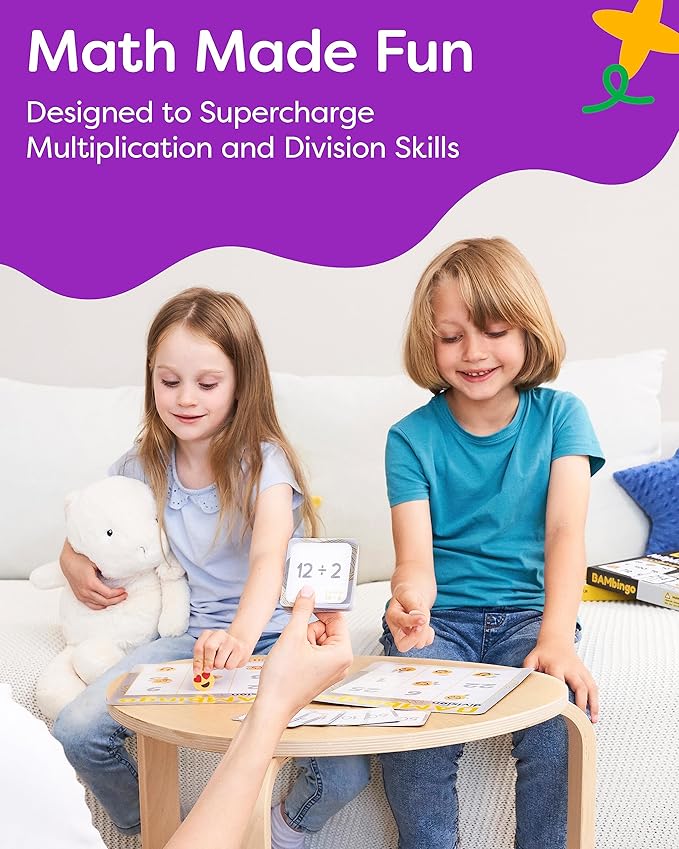 THE BAMBINO TREE Multiplication and Division Facts Bingo Game - 3rd 4th & 5th Grade Educational Math Learning for Classroom & Homeschool