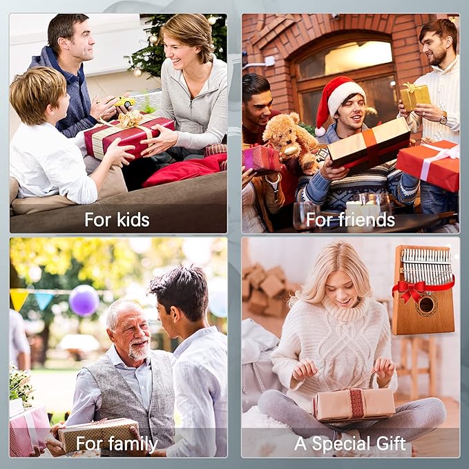 Kalimba Thumb Piano,YUNDIE Portable 17 Keys Mbira Finger Piano with Tune Hammer and Study Instruction,Musical Instruments Birthday Gift for Adult Beginners Professional(Brown)