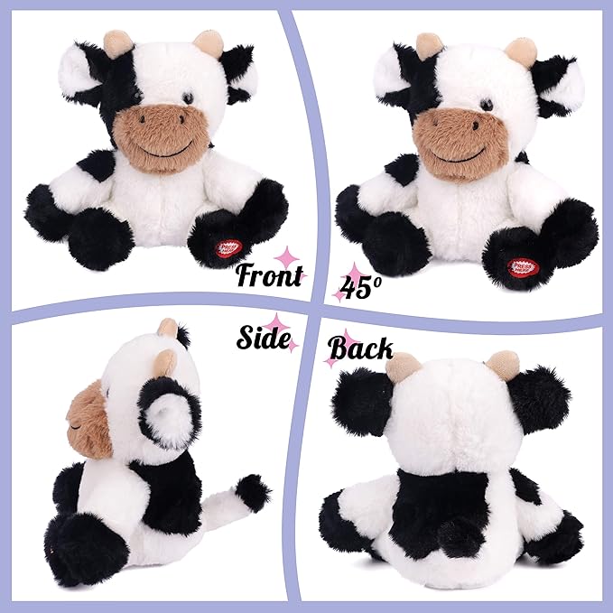 Hopearl Talking Cow Repeats What You Say Shaking Head Electric Interactive Animated Toy Speaking Plush Buddy Birthday Festival for Toddlers, 7''