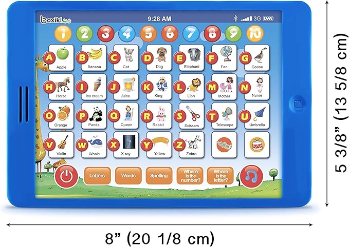 Learning Pad Fun Kids Tablet with 6 Toddler Learning Games by Boxiki Kids. Early Child Development Toy for Number Learning, Learning ABCs, Spelling, “Where is?” Game, Melodies. Fun to learn your ABCs!