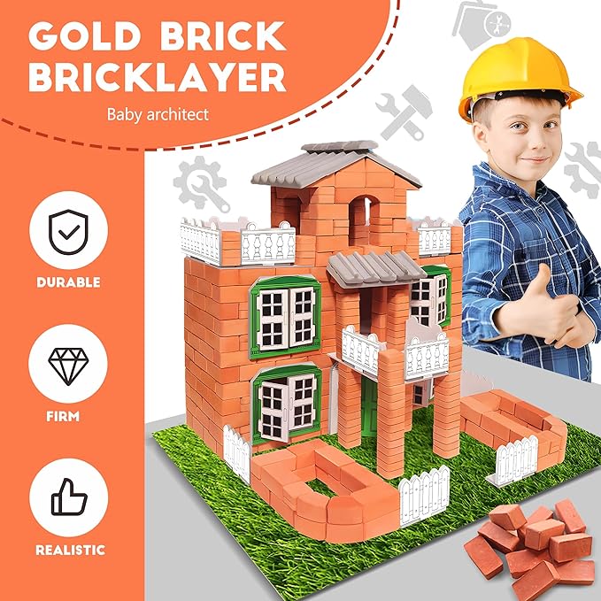 Brick and Mortar Construction Set, DIY Building Blocks for Kids Ages 6+, STEM Construction Kit, Versatile Creative Play, Great Birthday Gift