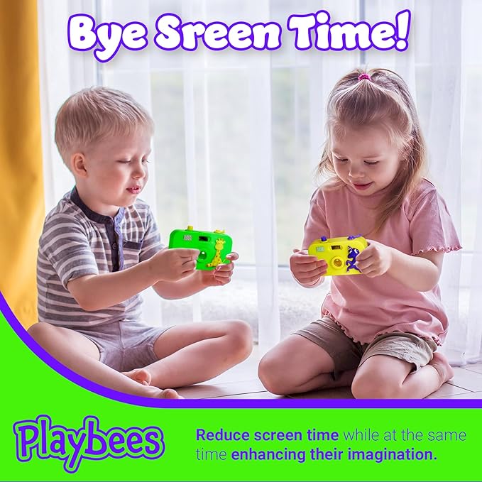Playbees Toy Camera for Kids - 12 Pack - Wild One Party Favors Camera Toy for Children’s Pretend Play Prop with Images in Viewfinder, Birthday Party Favors, Idea for Boys & Girls