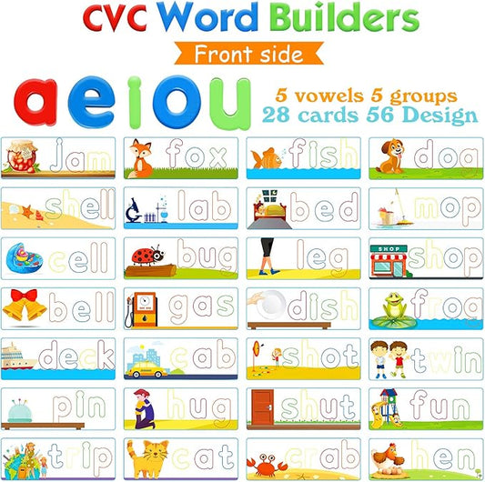 SpringFlower See & Spell Matching Letter Toy,Learning Educational Toy For 3 4 5 6 Years Old Boys And Girls,Preschool Learning Activities,Shape & Color Recognition Game,Cvc Word Builders For Kids,80Pcs