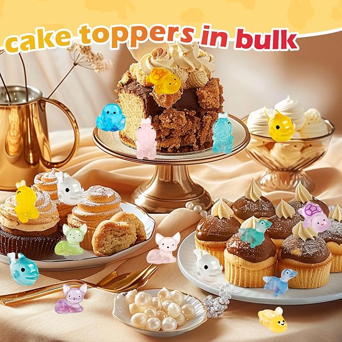 100 Pcs Mystery Bag Mini Resin Animals Glow in The Dark Figurines, Mini Figures Blind Bags for DIY Crafts, Fairy Garden Decor, Dollhouse Accessories, Party Favors, Surprise Gifts for Kids