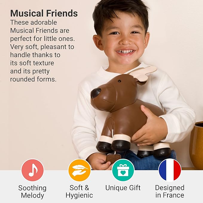 Little Big Friends Musical Baby Toy – Soft Plush Pull-String Cord Classical Toy for Baby & Toddlers | Soothing Stuffed Cuddly Animal Gift | Bruce The Moose