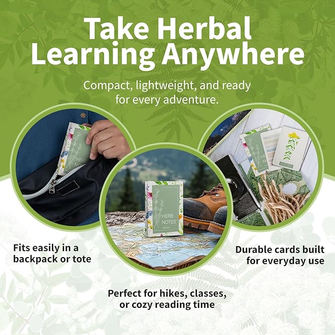 Herb Notes Flash Cards – Discover 48 Essential Herbs with Elegant Botanical Illustrations – Color Flash Cards to Learn Uses, Parts & Preparations Anytime – A Practical Guide for Beginners & Herbalists