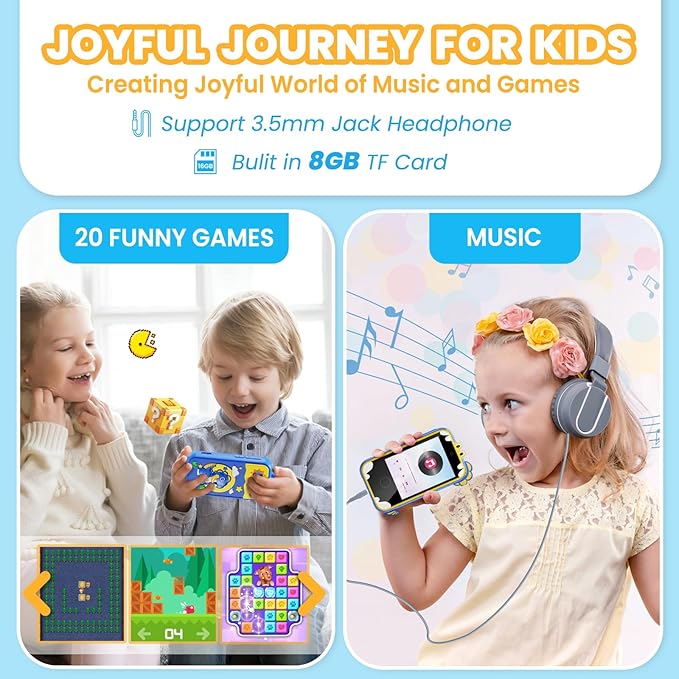 Kids Phone for Girl Toys, Kids Camera Toy Smart Phone Christmas Birthday Gifts Toddler Ages 2, 3, 5, 7, 8, 10 Year Old, Educational Learning Toys with 2.8" Touchscreen, Music Video Game (Blue)