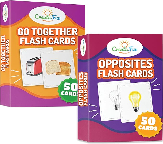 100 Go Together and Opposites Flash Cards Bundle, Matching Educational Photo Cards for Kids, Parents, Speech Therapy, Language Development, Cognitive Skills, Association Skills, and Gifted Learning