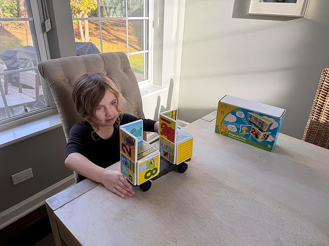 CreateOn “Sesame Street” Toy, Magnetic Kids’ Building Toys from “Sesame Street” Books, School Bus Magnet Tiles, Educational Toys for Ages 3+, 14 Pieces
