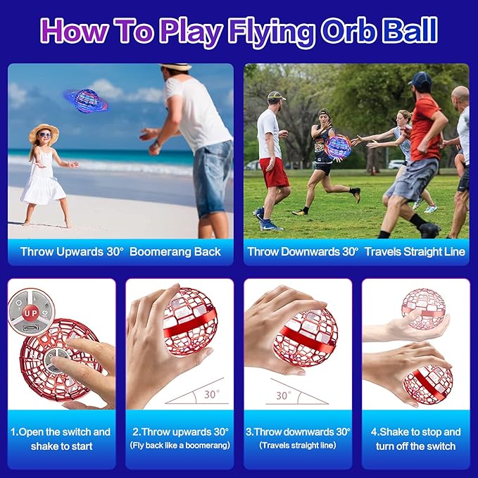 Flying Orb Ball Toy 2025 Upgraded,Cosmic Globe Boomerang Hover Ball Galactic Fidget Spinner Outdoor Toys, Hand Drone Orbit, Cool Toys Gift for 6 7 8 9 10+ Year Old Boys Girls Teens (Blue)