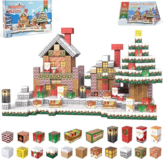 Vdealen 300 PCS Magnetic Blocks-Magnetic Building Blocks, Stacking Magnetic Cubes Toy for Kids, STEM Montessori Sensory Toys for Boys and Girls Age 3 4 5 6 7 8 9 10 11 12 Christmas Birthday Gift