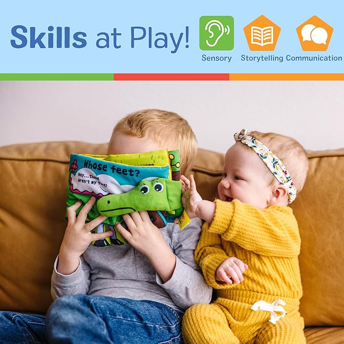 Melissa & Doug Soft Activity Baby Book - Whose Feet? Sensory Toys for Toddlers, Travel Toys for Toddlers Boys and Girls
