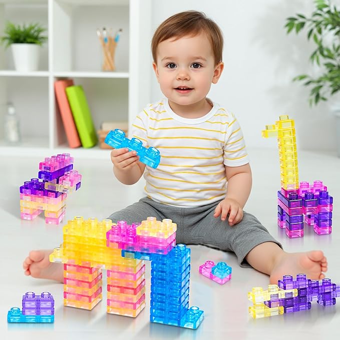 40 PCS Sensory Soft Building Blocks for Toddlers, Montessori Squishy Stacking Toy Set for Kids, Squeezable & Stretchable Early Learning Construction Playset, Multicolor Puzzle Blocks for Creative Play