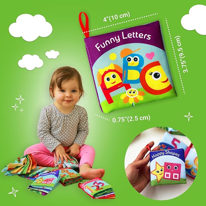 Cloth Books for Babies - Set of 6 Premium Quality Soft Touch & Feel Books for Early Child Development