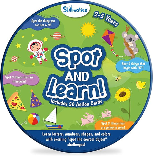 Skillmatics Card Game for Toddlers - Spot & Learn Letters, Numbers, Shapes & Colors, Preschool Learning, Travel Toys, Gifts for Kids Ages 2, 3, 4, 5