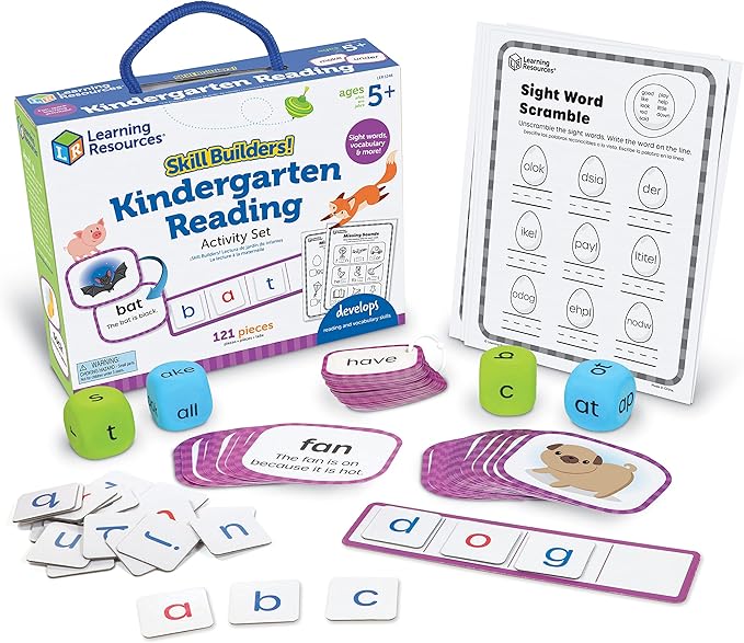 Learning Resources Skill Builders! Kindergarten Reading Activity Set - 122 Pieces, Ages 5+, Back to School Essential Materials, Homeschool Supplies