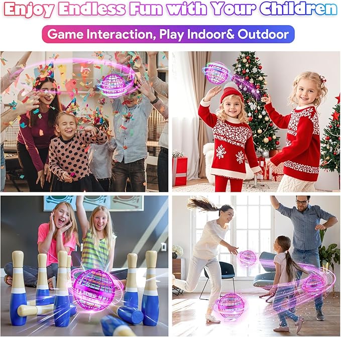 Flying Orb Ball 2024,Toys Soaring Hover Boomerang Spinner Hand Controlled Mini Drone Cosmic Globe Spinning Kids Adults Outdoor Fly Toy Birthday Gift Cool for Boys Girls 6 7 8 9 10+ Year Old (Purple)