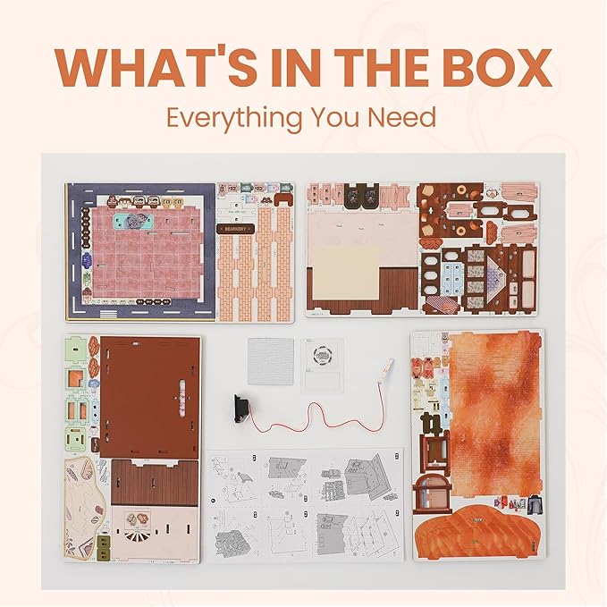 Book Nook Kit - DIY Miniature House Kit for Adults, Dollhouse Booknook Tiny House Bookshelf Decor 3D Wooden Puzzle Street Model, Ideal Gift for Book Lovers, Family, Friends (Bakery)