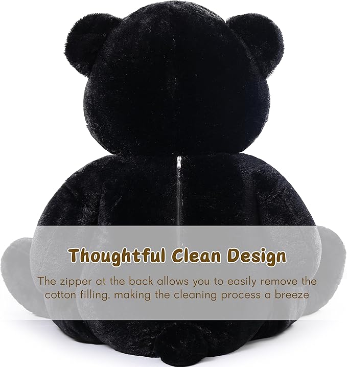 Tezituor 59in Big Teddy Bear Stuffed Animal, Giant Black Stuffed Animal for Baby Shower,Christmas,Valentine's Day or Birthday,5ft Life Size Large Plush Bear for Girlfriend Boyfriend Kids Adult