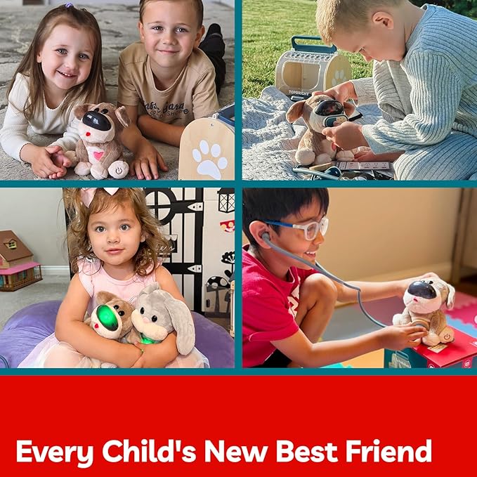 TOP BRIGHT Doctor Kit for Toddlers 3-5, Pretend Play Doctor Set with Costume & Wooden Medical Kit, Dress Up Toys for Kids, Role Play Dog Vet Playset, Christmas Birthday Gifts for Girls Boys 3 4 5